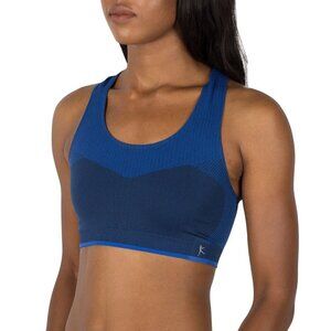 Danskin Sports Bra Womens Size Med Seamless Racerback Blue Geometric Print Gym
